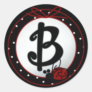 Ladybug Initial B Round Stickers Runt Klistermärke