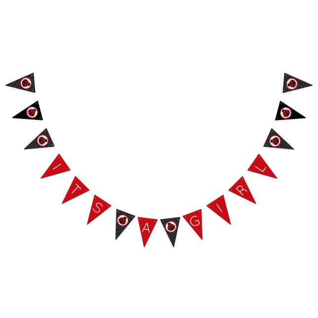 Ladybug It's A Girl Baby Shower Flag Banner Vimplar (Alla)