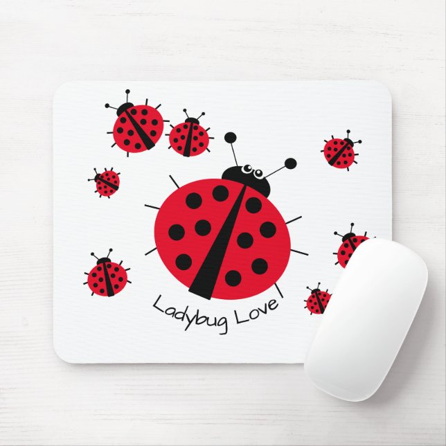 Ladybug Kärlek Girly Roligt Cute Tecknad Musmatta (Med mus)
