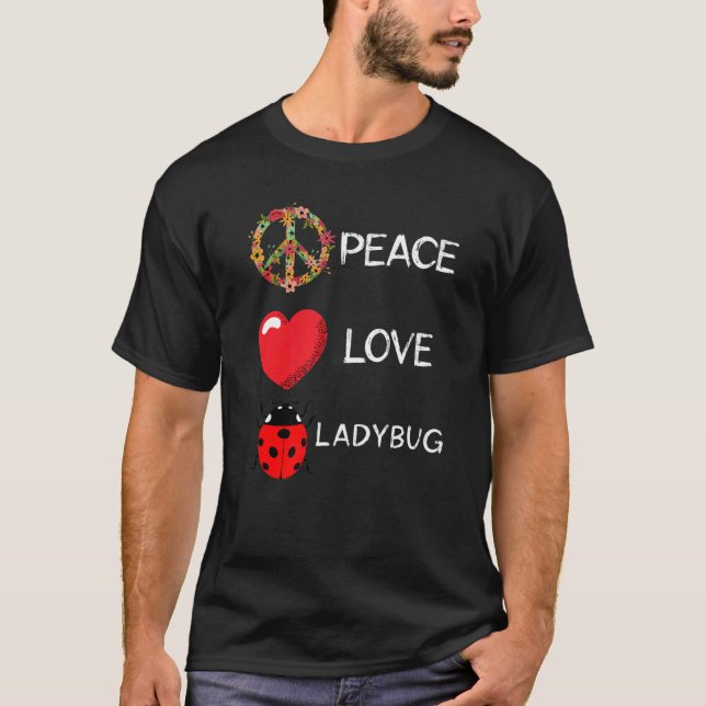 Ladybug Kärlek Peace Ladybug Flower Heart Cute Lad T Shirt (Framsida)