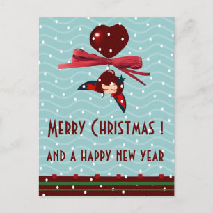 ladybug kawaii julafton hälsning helg vykort