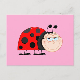 Ladybug Kryp Funny Insekt Cute Smile Vykort