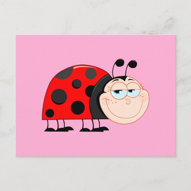 Ladybug Kryp Funny Insekt Cute Smile Vykort (Framsida)
