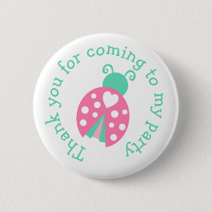 Ladybug Ladybird Birthday: Tack för att du kom Knapp