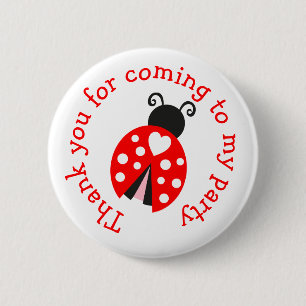 Ladybug Ladybird Birthday: Tack för att du kom Knapp