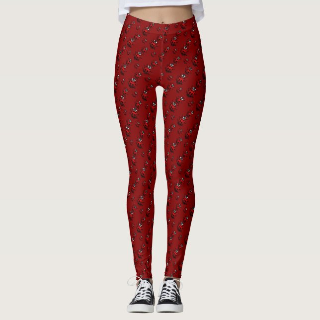 Ladybug Leggings Cute Ladybug Art Stretchy Byxor (Framsida)