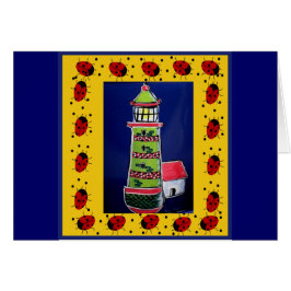 Ladybug Lighthouses Hälsningskort