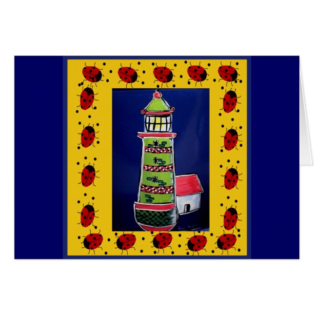 Ladybug Lighthouses Hälsningskort (Framsidan Horizontal)