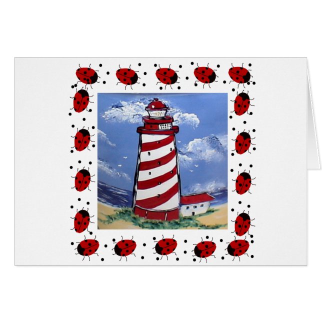 Ladybug Lighthouses Hälsningskort (Framsidan Horizontal)