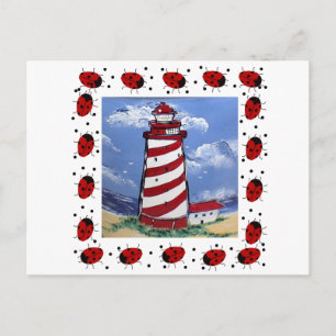 Ladybug Lighthouses Vykort