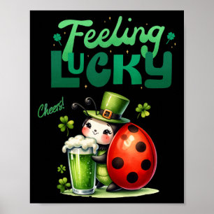 Ladybug Lucky Öl St Patricks Day Män Kvinnor Lepre Poster