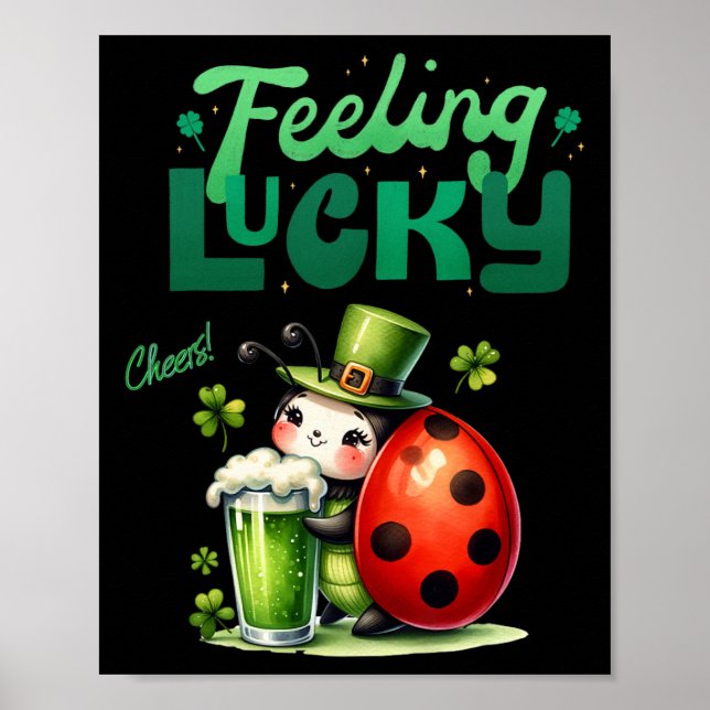Ladybug Lucky Öl St Patricks Day Män Kvinnor Lepre Poster (Framsidan)