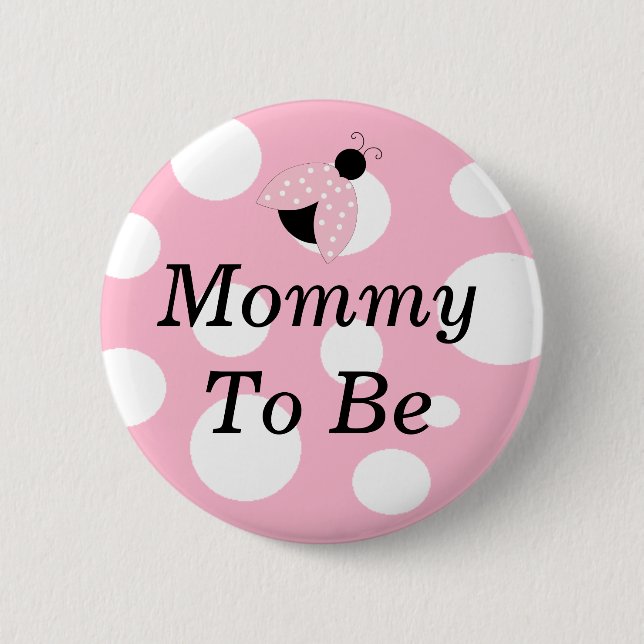 Ladybug Mamma to Be Rosa and White Baby Shower Knapp (Framsida)