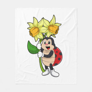 Ladybug med Flower Daffodil Fleecefilt