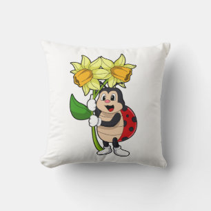 Ladybug med Flower Daffodil Kudde