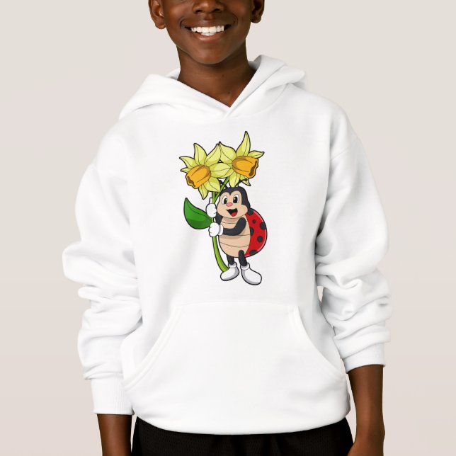 Ladybug med Flower Daffodil T Shirt (Framsida)