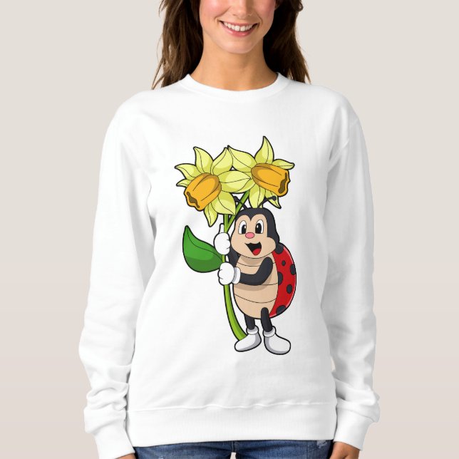 Ladybug med Flower Daffodil T Shirt (Framsida)