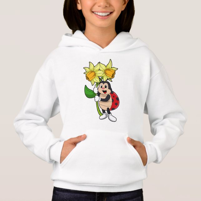 Ladybug med Flower Daffodil T Shirt (Framsida)