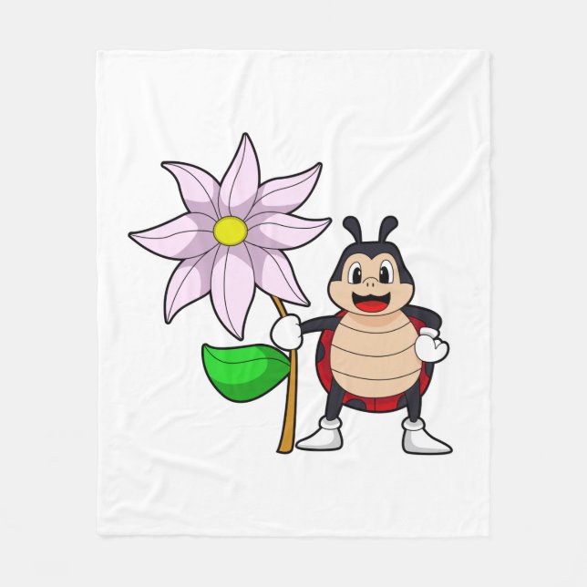 Ladybug med Flower.PNG Fleecefilt (Framsidan)