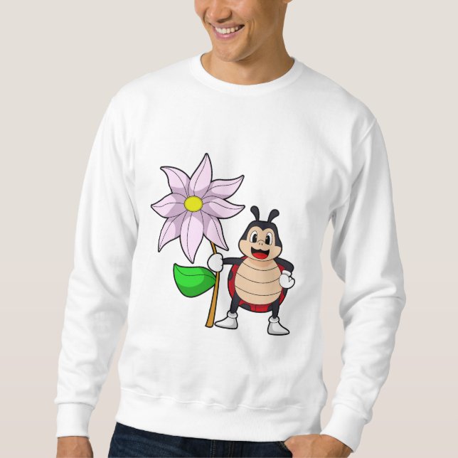 Ladybug med Flower.PNG Lång Ärmad Tröja (Framsida)