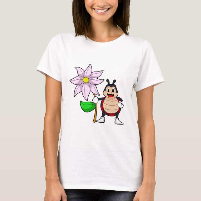 Ladybug med Flower.PNG T Shirt (Framsida)