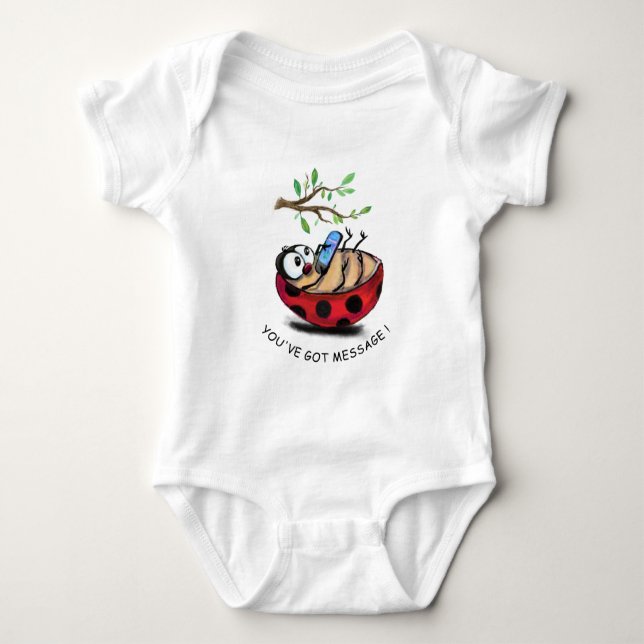 Ladybug med Mobil Baby-dräkt - Din text T Shirt (Framsida)