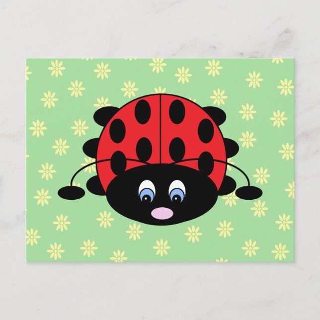 Ladybug med vykort för blommor (Framsida)