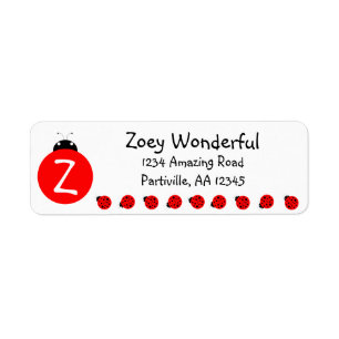 Ladybug Monogram Returadress Etikett