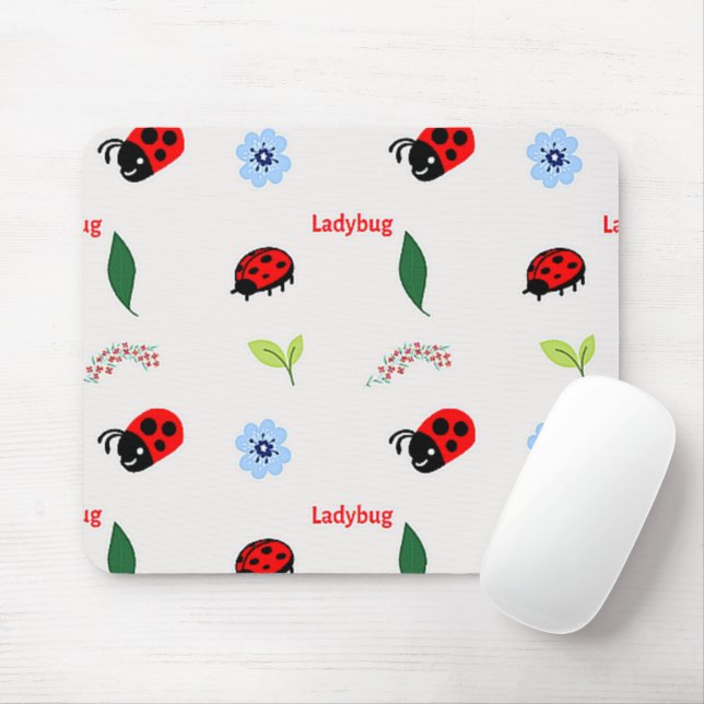 Ladybug mönster på grått musmatta (Med mus)