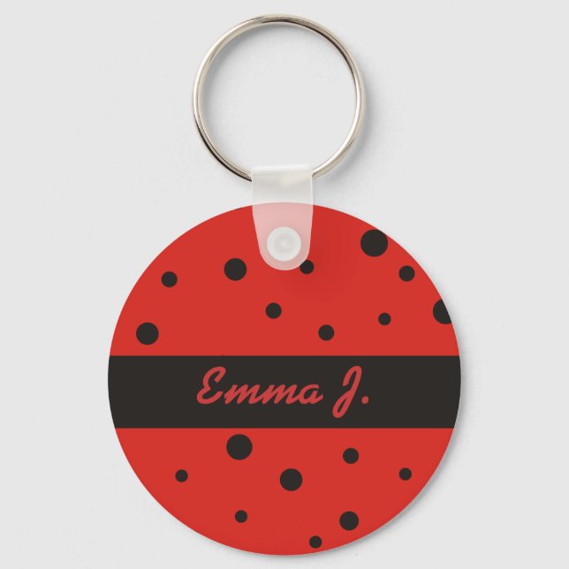 Ladybug Mönster Personlig Namn nyckelringar (Framsida)