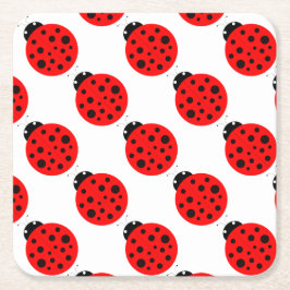 Ladybug Mönster Underlägg Papper Kvadrat