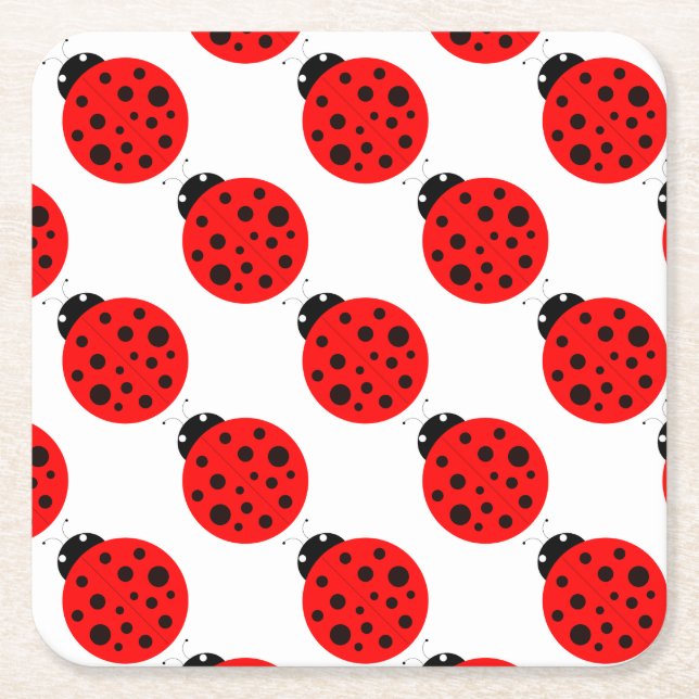 Ladybug Mönster Underlägg Papper Kvadrat (Framsidan)