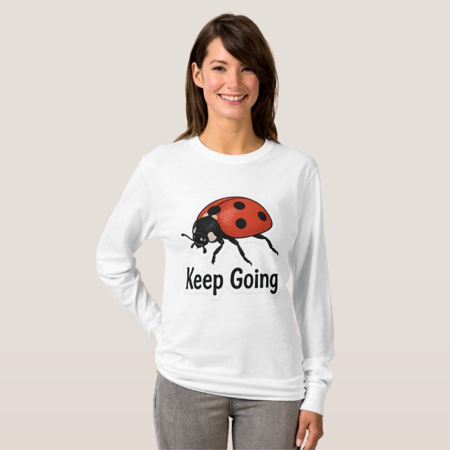 Ladybug Motivation Sticker T Shirt (Hel framsida)