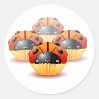 Ladybug Muffinss Sticker Runt Klistermärke