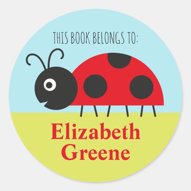 Ladybug Namn etikett Round Sticker för barn (Framsida)