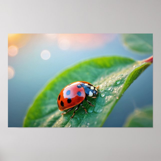 Ladybug Nature Colorful Wildlife Serene Tranquil Poster (Framsidan)