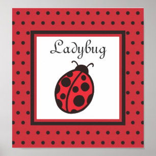 Ladybug Nursery Baby Kids Wall Art Poster Skriv ut