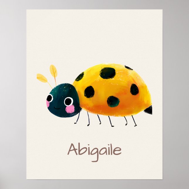 Ladybug Nursery Name Wall Art Print Poster (Framsidan)