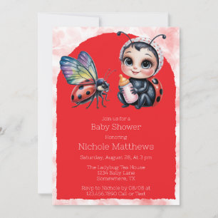 Ladybug och Butterfly Girl Baby Shower Inbjudningar