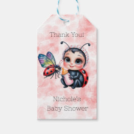 Ladybug och Butterfly Girl Baby Shower Presentetikett