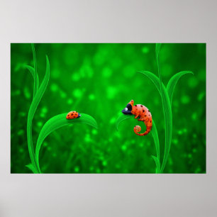 Ladybug och Chameleon Poster