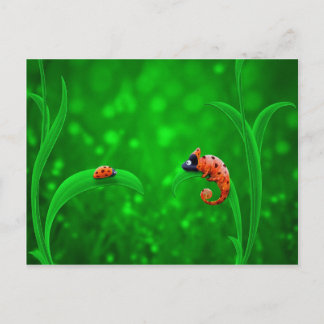 Ladybug och Chameleon Vykort