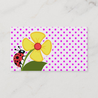 Ladybug och Flower på Fuchsia Polka dots Visitkort