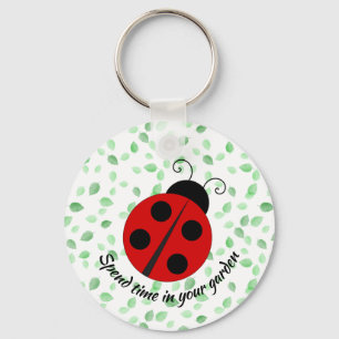 LadyBug och Löv Design Keychain Nyckelring