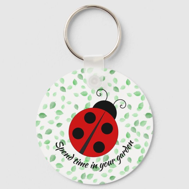 LadyBug och Löv Design Keychain Nyckelring (Framsida)