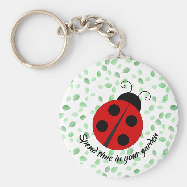 LadyBug och Löv Design Keychain Nyckelring (Framsidan)