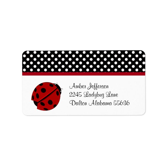 Ladybug och Polka-dot-Adressetiketter Adressetikett (Framsidan)
