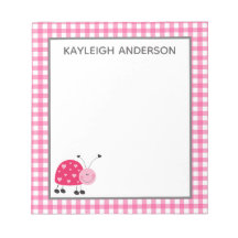 Ladybug och Rosa Gingham Anteckningsblock