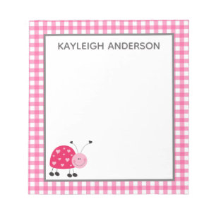 Ladybug och Rosa Gingham Anteckningsblock
