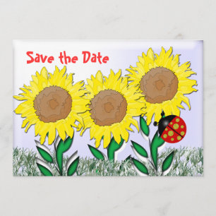 Ladybug och solblommor spara datumet